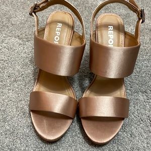 Satin rose colored strap sandle